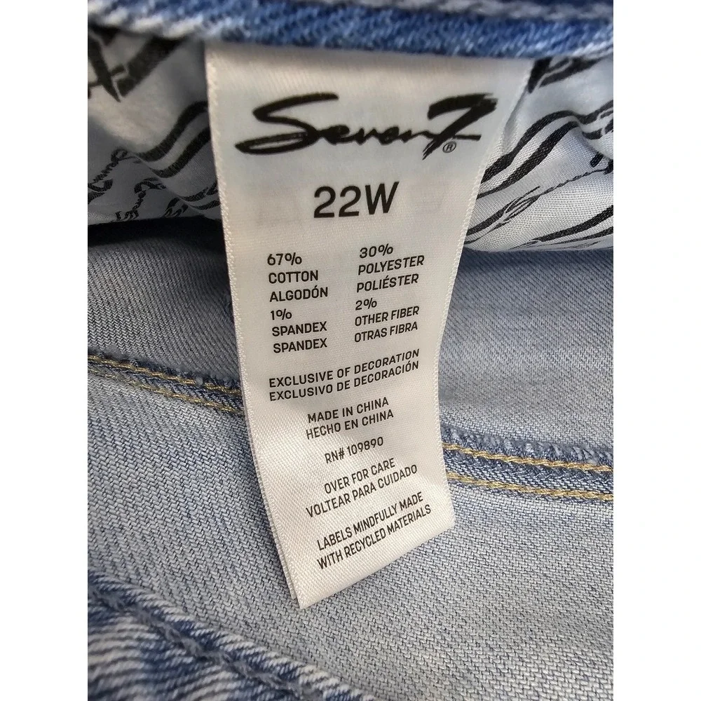 Seven7‎ Loose Straight Jeans High Rise Light Wash Key West SX10341DE Womens 22W